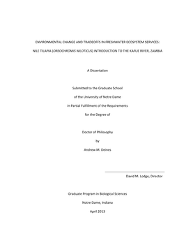 Environmental Change and Tradeoffs in Freshwater Ecosystem Services