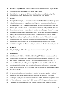 Burial and Degradation of Rena Oil Within Coastal Sediments of the Bay of Plenty 2 Willem P