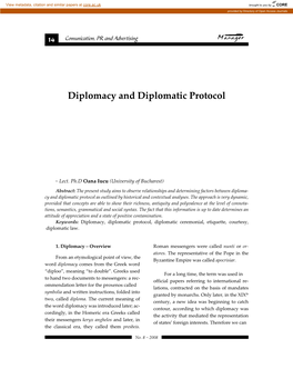 Diplomacy and Diplomatic Protocol