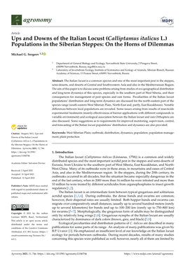 Ups and Downs of the Italian Locust (Calliptamus Italicus L.) Populations in the Siberian Steppes: on the Horns of Dilemmas