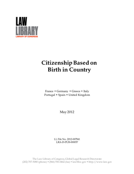 Citizenship Based on Birth in Country