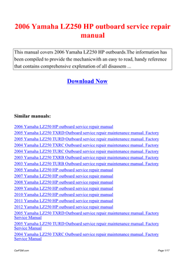 2006 Yamaha LZ250 HP Outboard Service Repair Manual