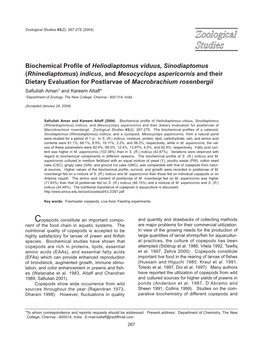 Biochemical Profile of Heliodiaptomus Viduus