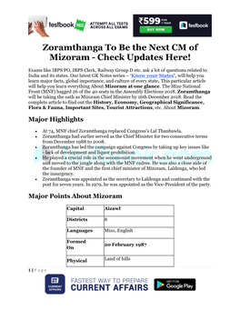 Zoramthanga to Be the Next CM of Mizoram - Check Updates Here!