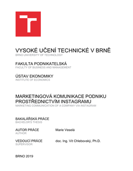 Vysoké Učení Technické V Brně Brno University of Technology