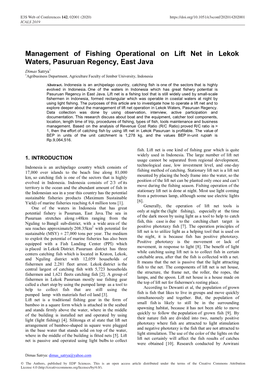 Management of Fishing Operational on Lift Net in Lekok Waters, Pasuruan Regency, East Java
