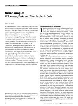 Urban Jungles Wilderness, Parks and Their Publics in Delhi