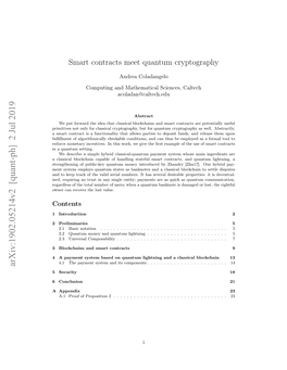 Smart Contracts Meet Quantum Cryptography