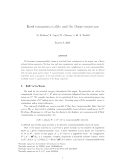 Knot Commensurability and the Berge Conjecture