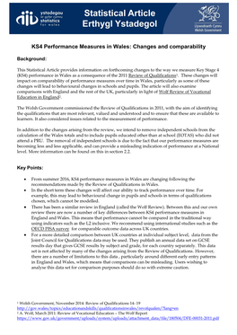 KS4 Performance Measures in Wales: Changes and Comparability