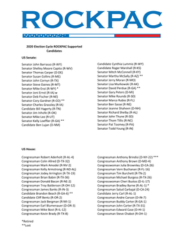 Retired **Lost 2020 Election Cycle ROCKPAC Supported