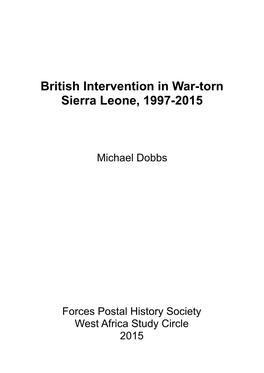 British Intervention in War-Torn Sierra Leone, 1997-2015