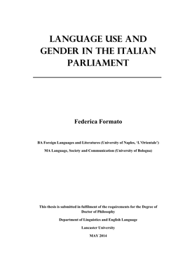 Language Use and Gender in the Italian Parliament