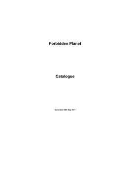 Forbidden Planet Catalogue