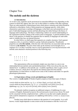 Chapter Two the Melody and the Skeleton