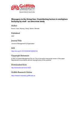 The Causes of Workplace Bullying by Staff, an Interview Study