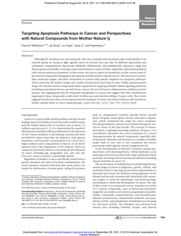 Targeting Apoptosis Pathways in Cancer and Perspectives with Natural Compounds from Mother Nature