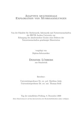 Adaptive Multimodale Exploration Von Musiksammlungen