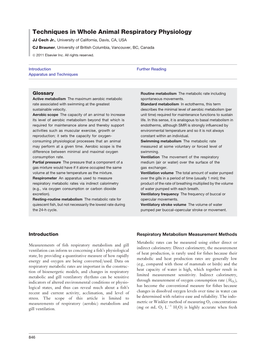 Techniques in Whole Animal Respiratory Physiology