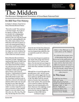 The Midden the Resource Management Newsletter of Great Basin National Park