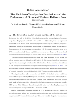 Online Appendix of the Abolition of Immigration Restrictions and the Performance of Firms and Workers: Evidence from Switzerland