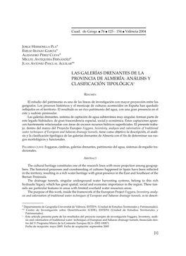 Las Galerías Drenantes De La Provincia De Almería: Análisis Y Clasificación Tipológica1