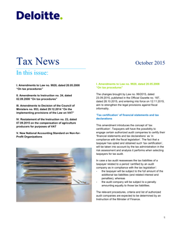 Tax News October 2015