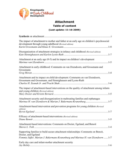 Attachment Table of Content (Last Update: 11-16-2009)