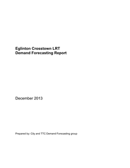 Eglinton Crosstown LRT Demand Forecasting Report