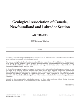 Geological Association of Canada, Newfoundland and Labrador Section