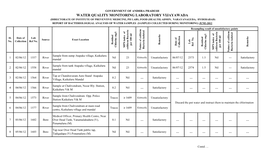 WATER QUALITY MONITORING LABORATORY VIJAYAWADA GOVERNMENT ANDHRA of PRADESH Traces Traces Nil Nil Nil 0.1 0.2 0.2 Residual Chlorine Mg/L ≥ ≥