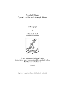 Marshall Blinks: Operational Art and Strategic Vision
