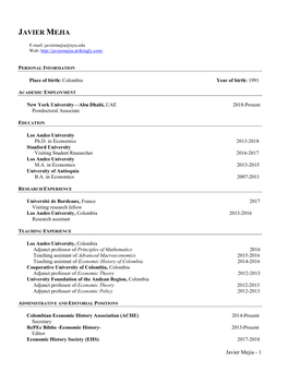 Download Javier Mejia Cubillos's CV