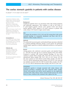 Gastritis in Patients with Coeliac Disease