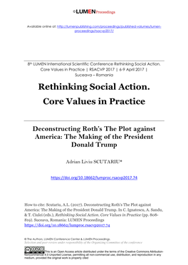 Rethinking Social Action. Core Values in Practice | RSACVP 2017 | 6-9 April 2017 | Suceava – Romania Rethinking Social Action