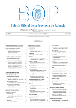Boletín Oficial De La Provincia De Palencia