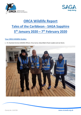 ORCA Wildlife Report Tales of the Caribbean - SAGA Sapphire 5Th January 2020 – 7Th February 2020