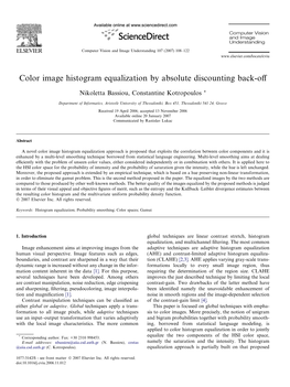 Color Image Histogram Equalization by Absolute Discounting Back-Off