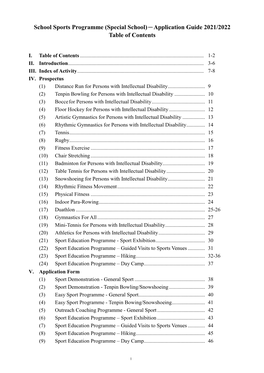 Application Guide 2021/2022 Table of Contents
