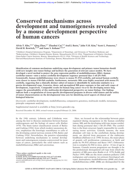 Conserved Mechanisms Across Development and Tumorigenesis Revealed by a Mouse Development Perspective of Human Cancers