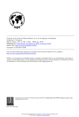 L'article 57 Du Code De Nomenclature Et Le Cas De Sapium Reticulatum Author(S): J