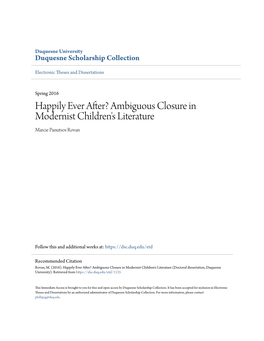 Happily Ever After? Ambiguous Closure in Modernist Children's Literature Marcie Panutsos Rovan