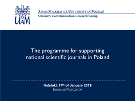 Helsinki 2 2019 Funding Models for Open Access of National Journals