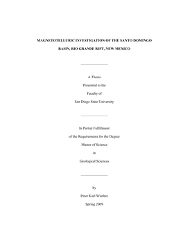 Magnetotelluric Investigation of the Santo Domingo