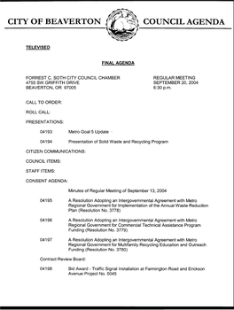 Council Agenda