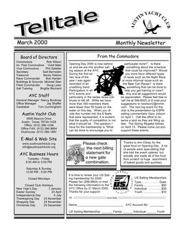 Monthly Newsletter March 2000