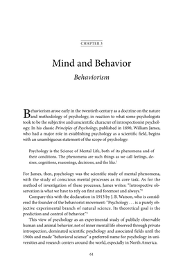 Mind and Behavior Behaviorism