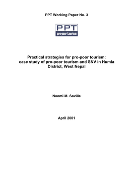 Case Study of Pro-Poor Tourism and SNV in Humla District, West Nepal