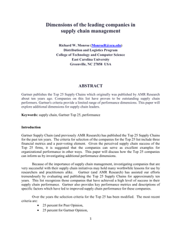 Dimensions of the Leading Companies in Supply Chain Management