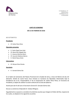 Junta De Gobierno Día 13 De Febrero De 2018